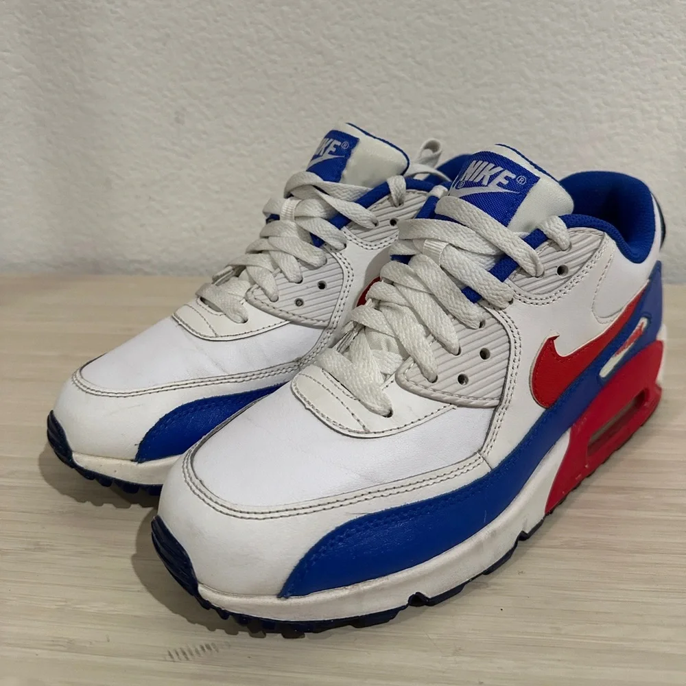 Nike Air Max 90 Youth Boys Shoes 7‎ Red White Blue Athletic